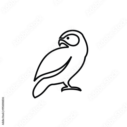 Minimalist Owl Line Art Vector Logo Icon. Simple bird outline illustration.