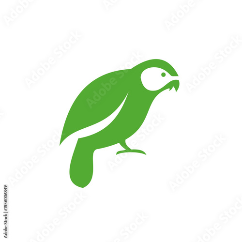 Green Parrot Bird Logo Design Minimalist Vector Icon