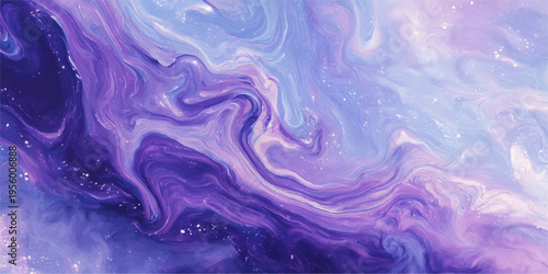 Abstract swirling purple and blue create a captivating and ethereal marble texture. This digital artwork evokes a sense of serenity. 