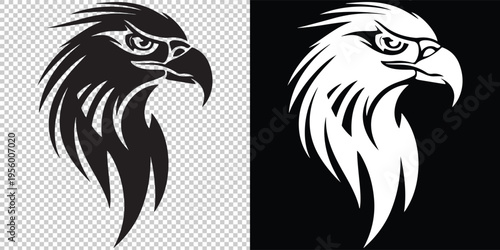 eagle head profile facing each other flat design vector illustration