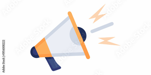 Colorful illustration of a megaphone with sound waves emanating from it