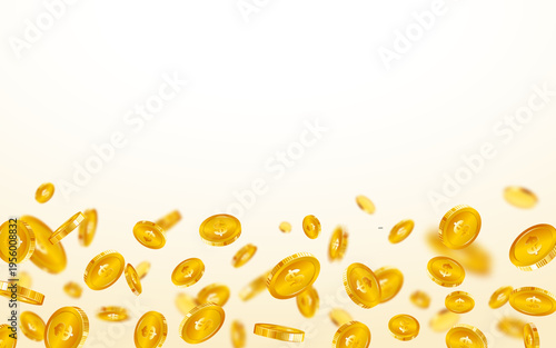 Coins splash background. Financial success or Wealth concept with Flying dollar sign coins