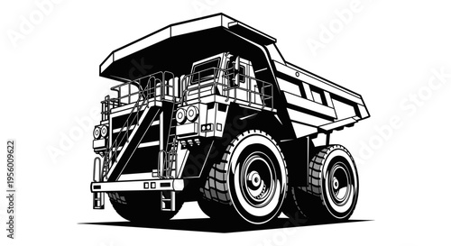 Massive mining dump truck illustration heavy machinery industrial transport vehicle robust construction large tires