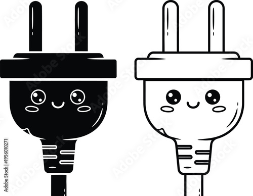 Cute electric plug friends connection Vector