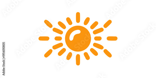 An orange seed with radiating lines resembling sunlight or growth