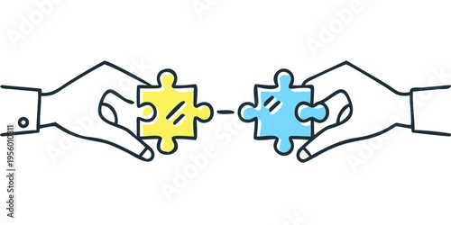 Hands connecting puzzle pieces representing ukraine and european union support