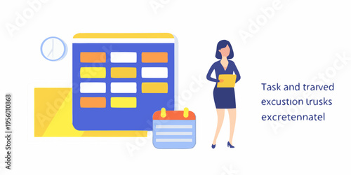 Woman with a smartphone displaying colorful tiles and a notepad nearby