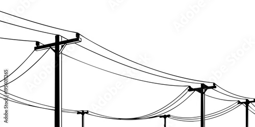 An illustration depicts power lines stretching across a landscape with utility poles.