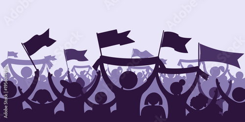 Protesters hold flags and signs in a demonstration downtown today