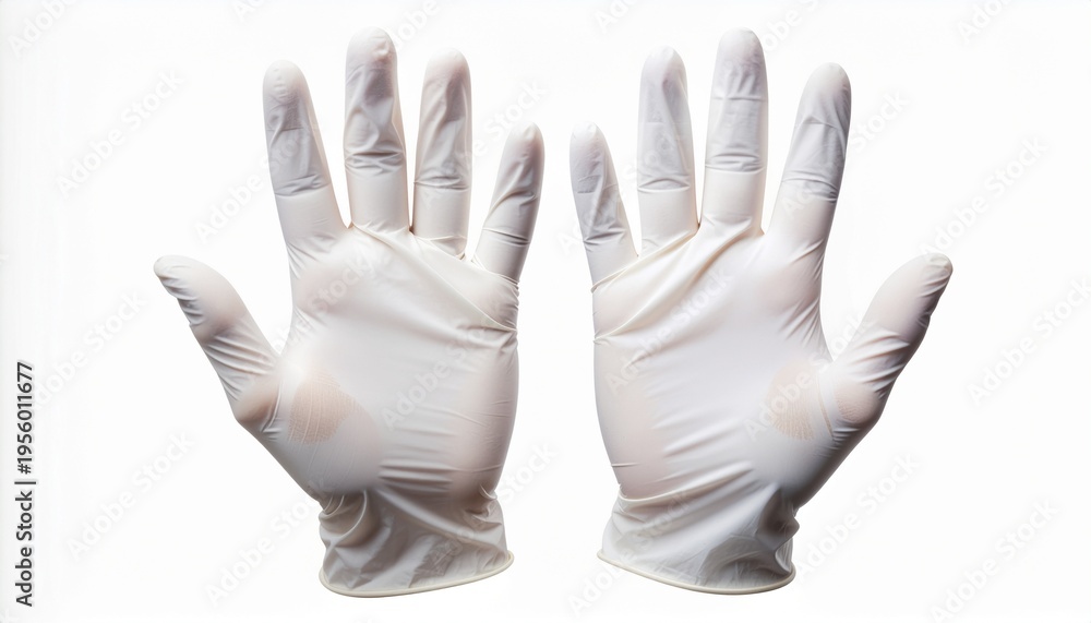 Obraz premium White Disposable Gloves on White Background