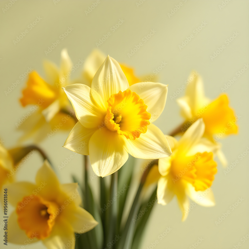Fototapeta premium Yellow daffodils in a vase springtime flowers