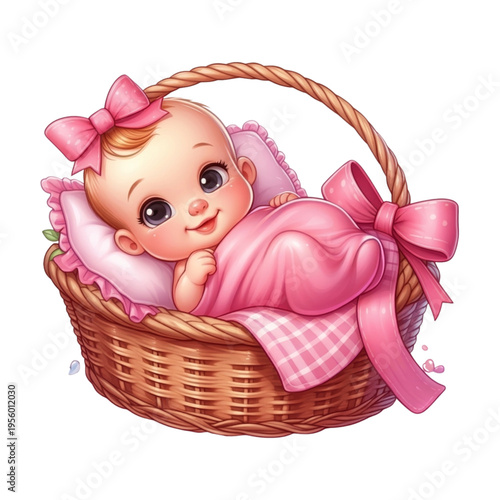 baby girl in a basket