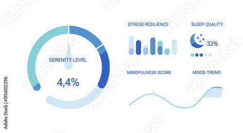 Wellness Data Visualization Dashboard with Serenity Level Indicator