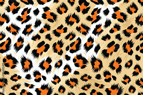 Vibrant wild animal fur skin pattern creating a natural wildlife camouflage background that is visually striking and seamless