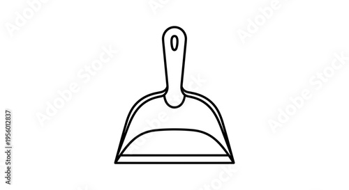 Simple line art illustration of a dustpan and brush a basic cleaning tool for household chores and tidying up spaces