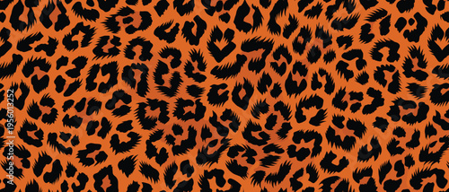Vibrant animal wildlife skin pattern featuring exotic orange and black fur texture, creating a captivating and wild camouflage background design