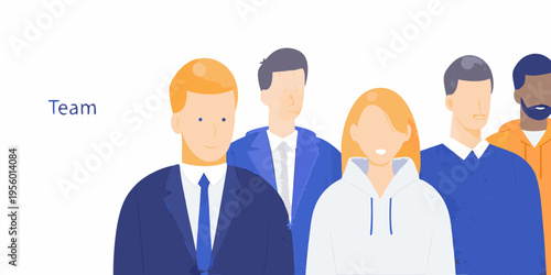 Diverse group of illustrated people representing a professional team