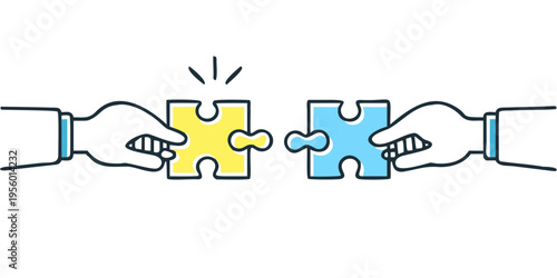 Hands connecting puzzle pieces symbolizing collaboration and problem solving