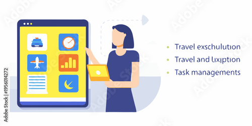 Woman using a smartphone app for travel planning and task management