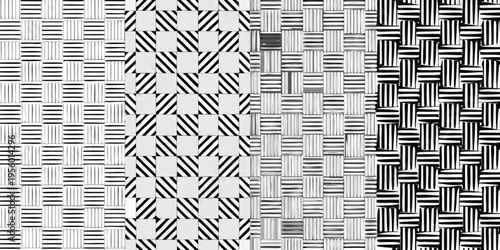 Abstract black and white woven patterns filling the entire frame