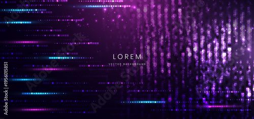 Abstract futuristic technology background with glowing purple and blue particles .