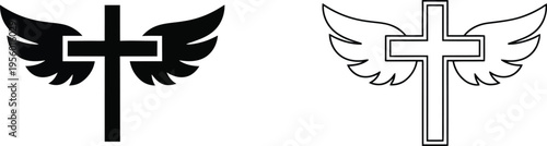 Winged cross symbols Vector