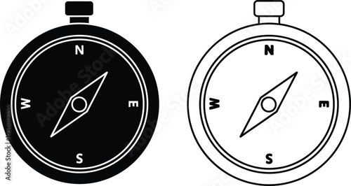 Compass navigation direction black white Vector