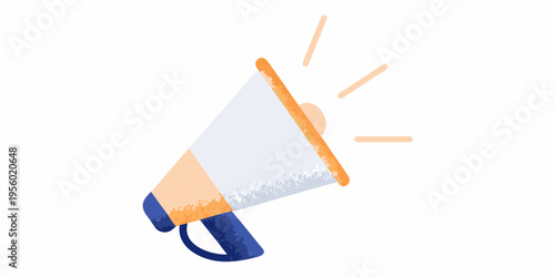 Illustration of a vintage style megaphone with sound waves emanating