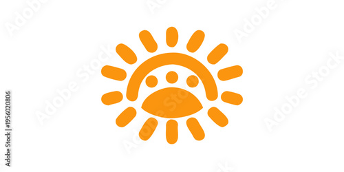 Abstract orange design resembling a sun paw or blossoming flower