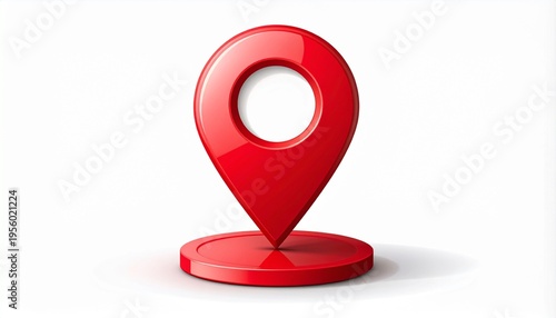 Red location pin icon on white background