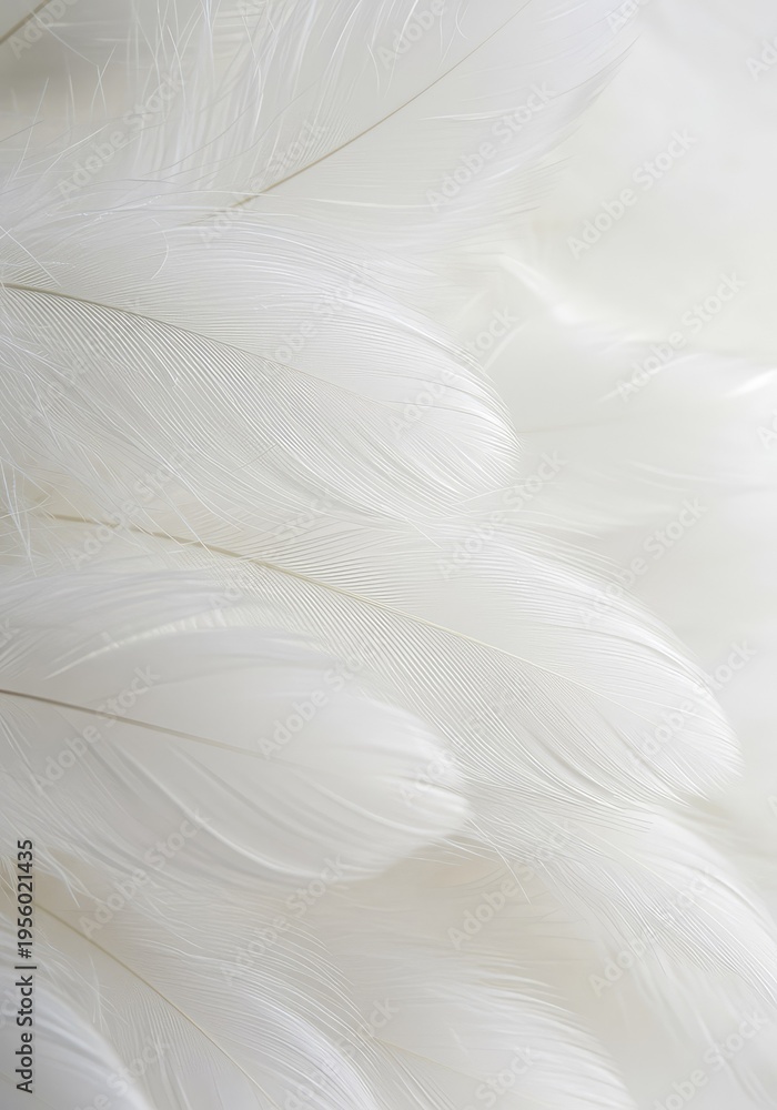 Fototapeta premium An exquisite and delicate backdrop composed entirely of pristine white feathers, creating a beautifully soft and textured abstract pattern suitable for design ,decorative ,backdrop ,abstract