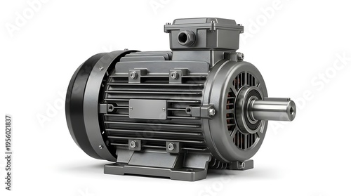 Industrial electric motor isolated on white background