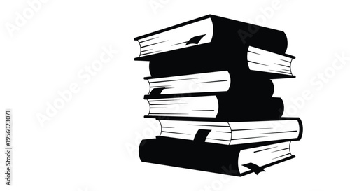 Stack of books, vector illustration of a pile of books, black and white icon, reading and education concept, literature and library symbol