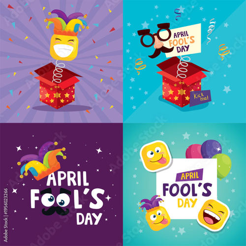 April Fools Day Jack Box Vector