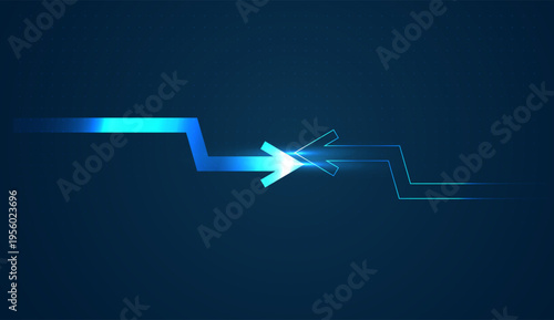 Arrows moving forward and transferring upward depict seamless technology integration for Finance expansion and Business success concept design