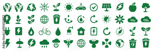 Ecology icons nature environment recycle flat vector illustration