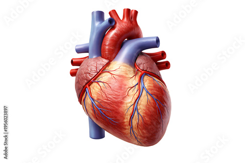Human heart anatomy realistic medical organ illustration isolated on transparent background