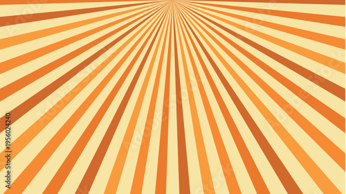 Vintage Orange Sunburst Pattern Background Vector Illustration