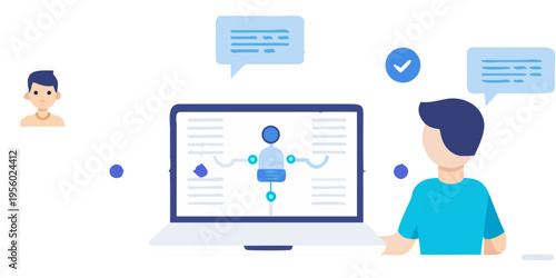 Person interacting with an ai chatbot displayed on a laptop screen