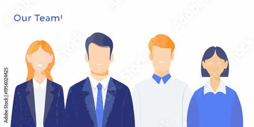 Illustration of a diverse team of four people in a row
