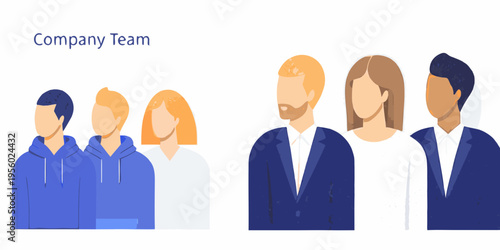 Illustration of a diverse company team standing closely together