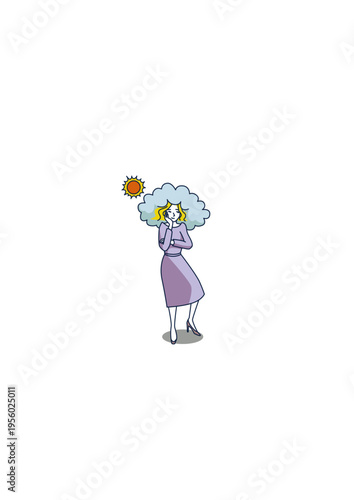 Recovering woman illustration mid condition improvement cloud concept