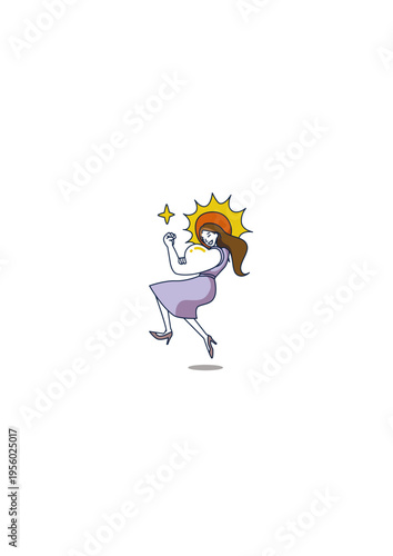 Healthy energetic woman illustration high performance sunny positive condition