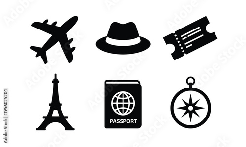 Travel icons tourism journey planning concept modern flat vector illustration
