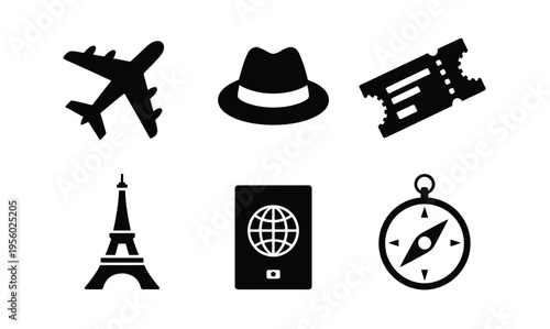 Travel icons for trip planning and journey inspiration flat design vector