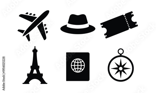 Travel icons journey inspiration planning design vector illustration