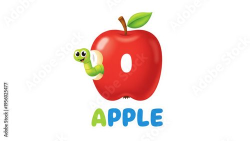 Isolated vector illustration of a fresh ripe red apple with a green arrow symbol representing a healthy organic food diet concept