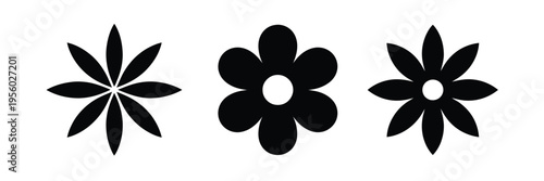 Flower icons simple vector isolated on white background