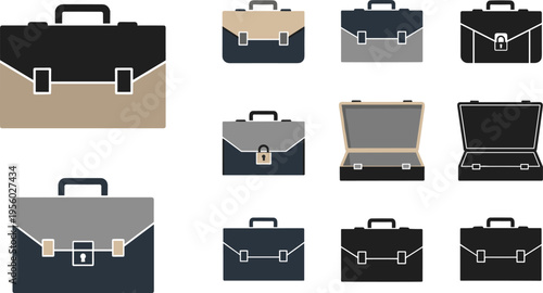 Briefcase icons set business bag collection minimal vector illustration office portfolio symbols for corporate and professional design