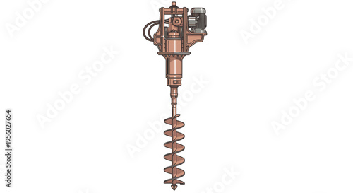 Drilling machine with spiral drill bit.